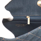 Chanel Mini Quilted Classic Chain Shoulder Bag Denim Dark Blue Gold — view 8