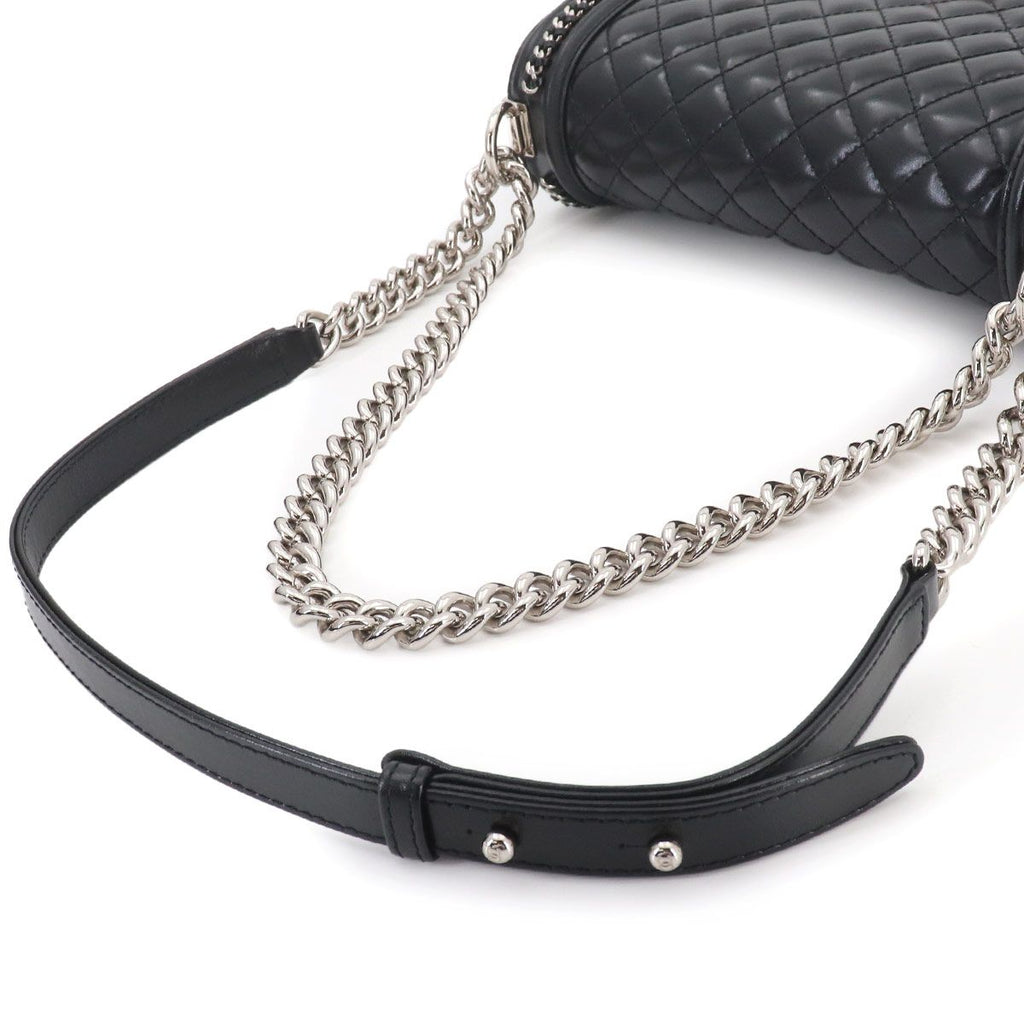 Chanel Boy Chain Shoulder Bag Calfskin Black Silver — view 6