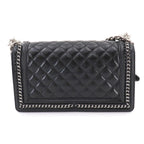 Chanel Boy Chain Shoulder Bag Calfskin Black Silver — view 3