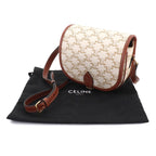 Celine Triomphe Folco Shoulder Bag Leather White Brown — view 2