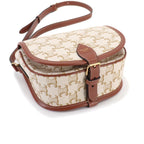 Celine Triomphe Folco Shoulder Bag Leather White Brown — view 5