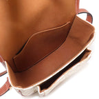 Celine Triomphe Folco Shoulder Bag Leather White Brown — view 8