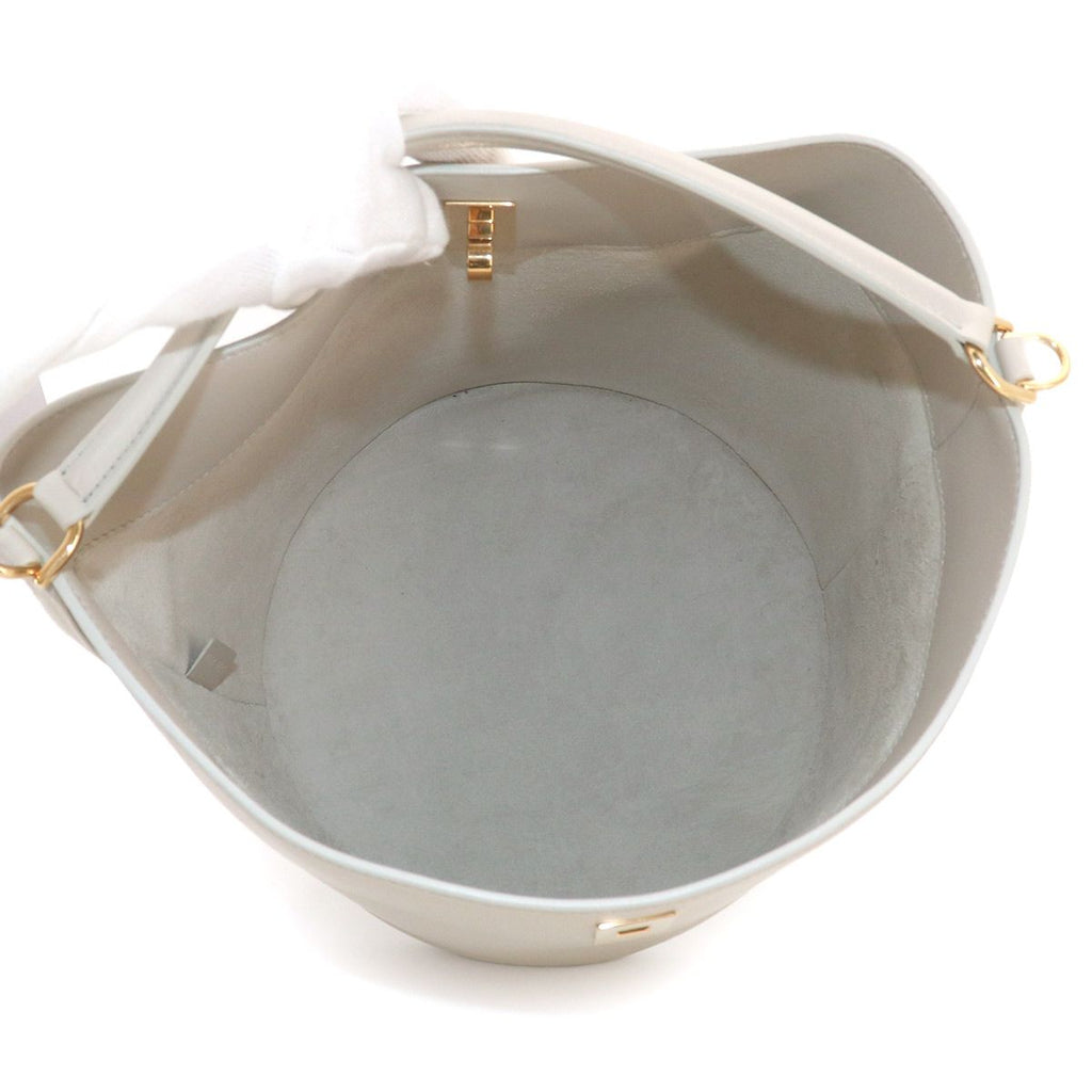 Celine Bucket 16 Saise 2-Way Bag Leather Light Gray Gold — view 7