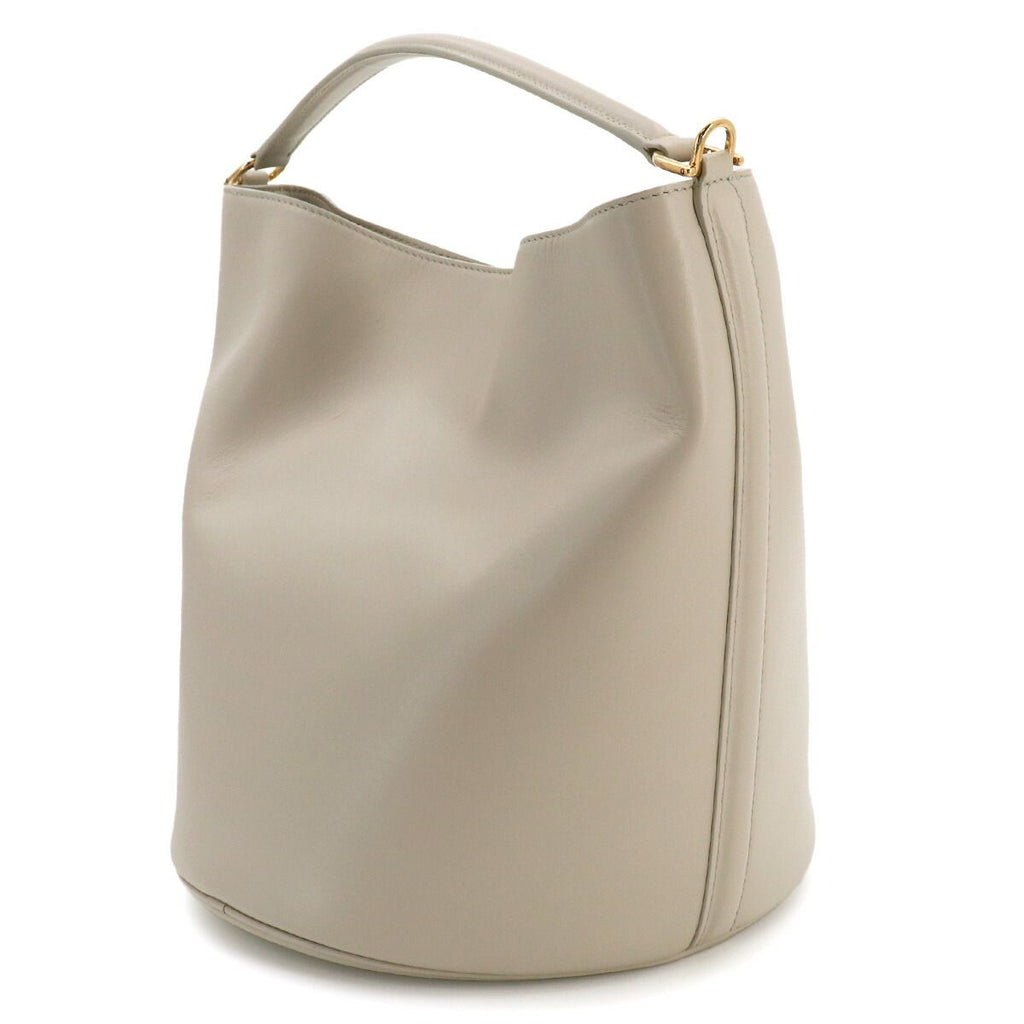 Celine Bucket 16 Saise 2-Way Bag Leather Light Gray Gold — view 4