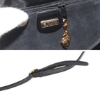 Gucci Double Shoulder Bag Leather Black Gold Vintage — view 9
