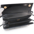 Gucci Double Shoulder Bag Leather Black Gold Vintage — view 6