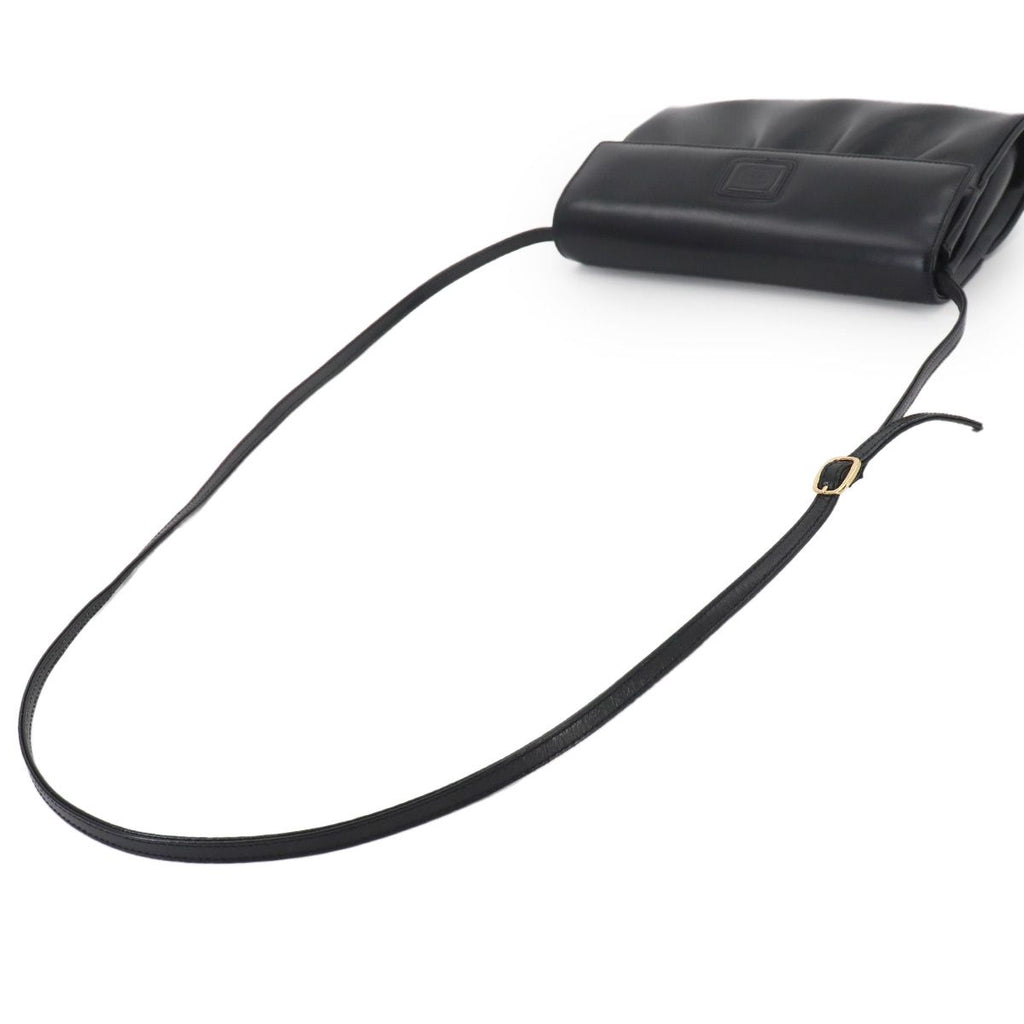 Gucci Double Shoulder Bag Leather Black Gold Vintage — view 5