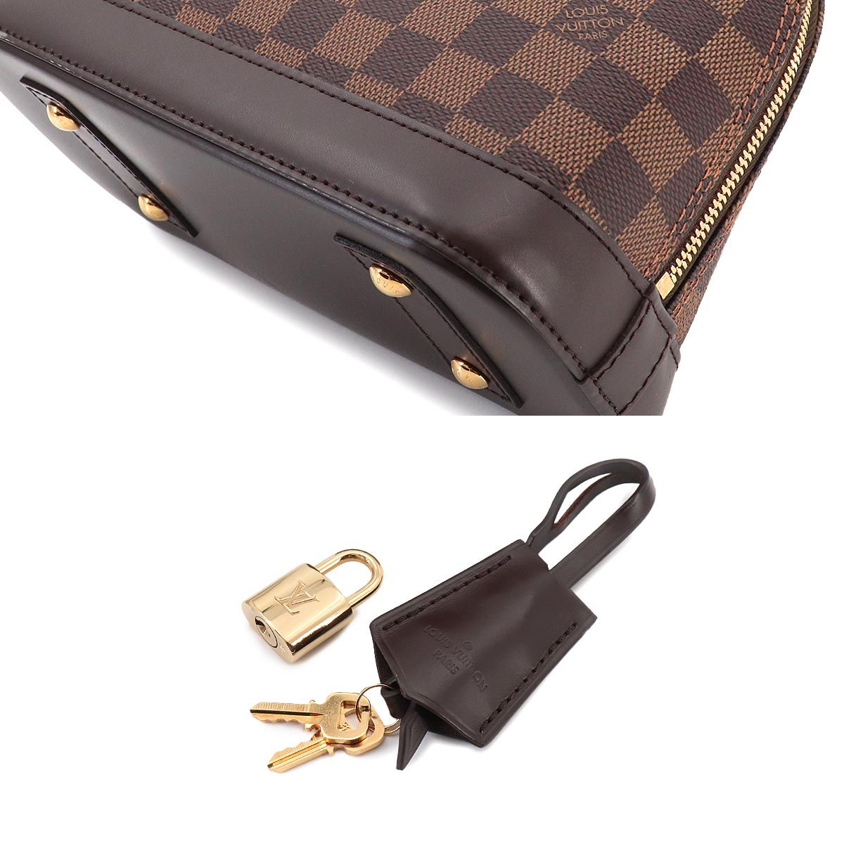 Louis Vuitton Damier Alma BB 2-Way Bag Ebene Gold — view 9