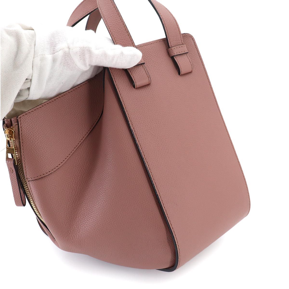 Loewe Hammock Small 2-Way Bag Leather Pink Gold — view 9