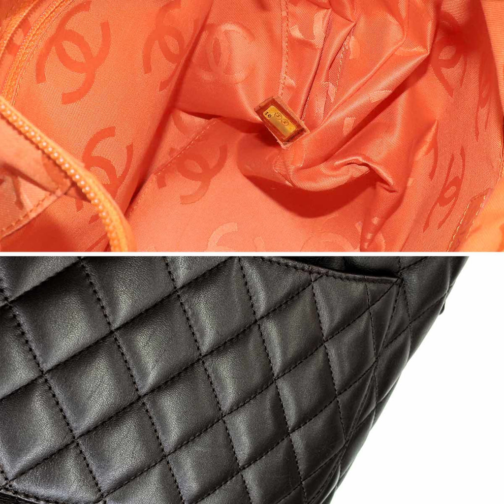 Chanel Cambon Line Tote Calfskin Enamel Brown Silver — view 9