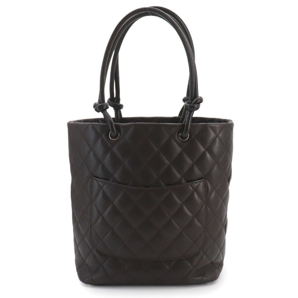 Chanel Cambon Line Tote Calfskin Enamel Brown Silver — view 3