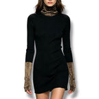 Dior Top Long Sleeve Knit Top Silk Cashmere Black Blanc Sweater
