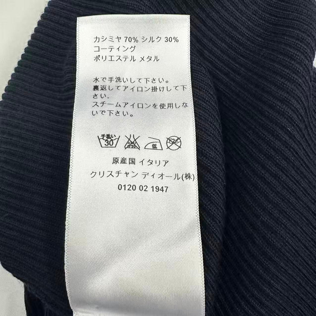 Dior Top Long Sleeve Knit Top Silk Cashmere Black Blanc Sweater — view 5
