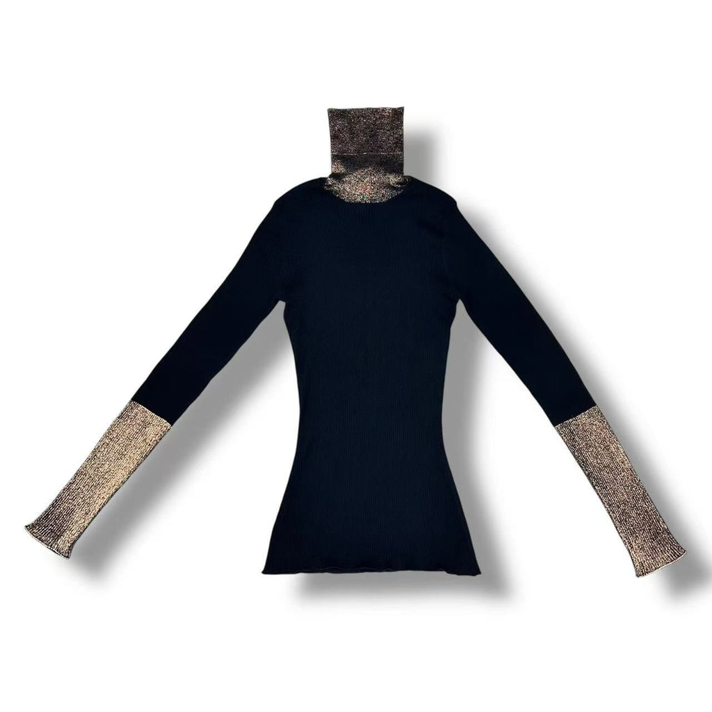 Dior Top Long Sleeve Knit Top Silk Cashmere Black Blanc Sweater — view 2
