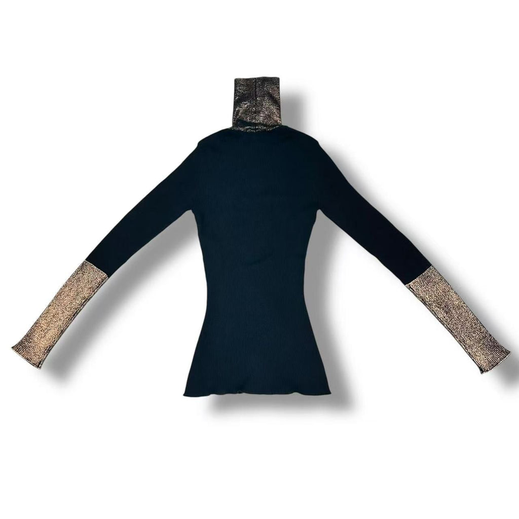 Dior Top Long Sleeve Knit Top Silk Cashmere Black Blanc Sweater — view 3