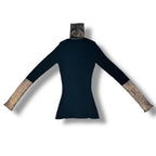 Dior Top Long Sleeve Knit Top Silk Cashmere Black Blanc Sweater — view 3