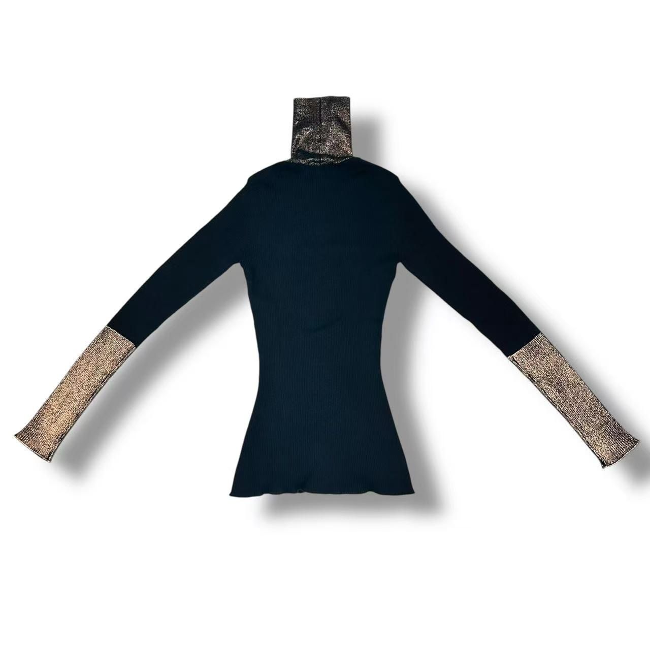 Dior Top Long Sleeve Knit Top Silk Cashmere Black Blanc Sweater — view 3