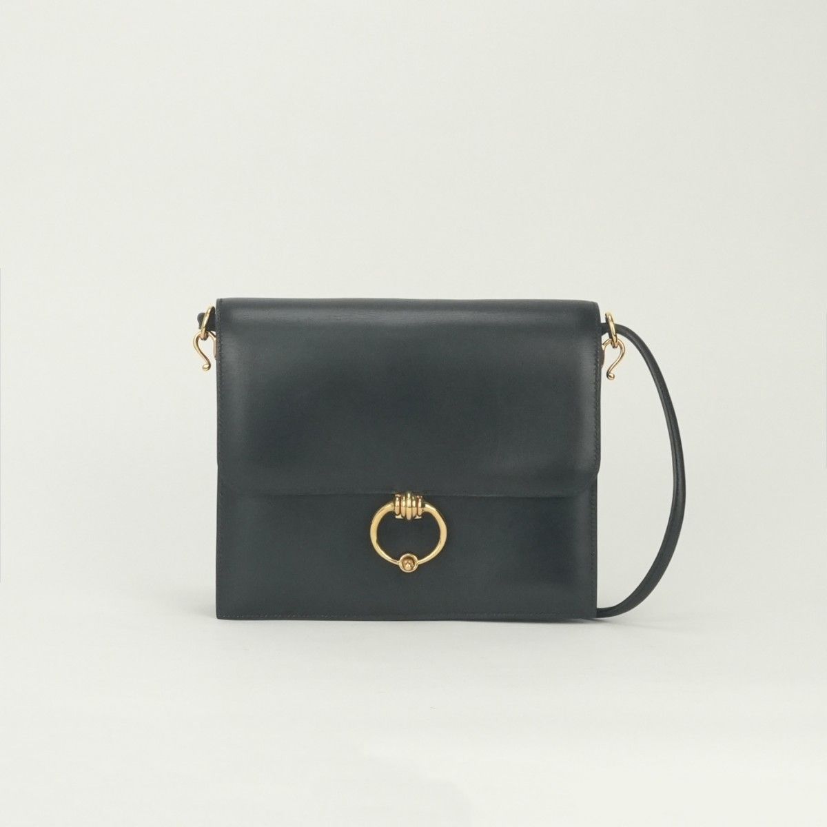 Hermes Sequana 22 Shoulder Bag Box Calf Noir Black Gold
