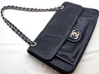 Chanel French Riviera Chain Shoulder Bag Perforated Leather Black — view 3