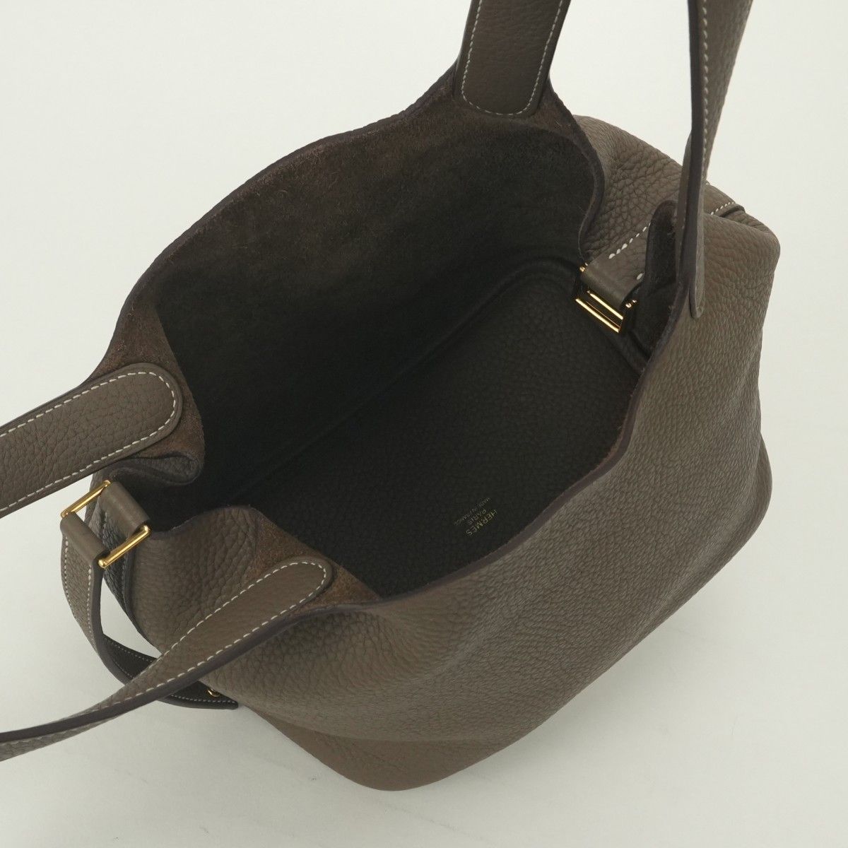 Hermes Picotin Lock PM 18 Tote Taurillon Clemence Etoupe Gray — view 8