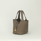 Hermes Picotin Lock PM 18 Tote Taurillon Clemence Etoupe Gray — view 2