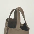 Hermes Picotin Lock PM 18 Tote Taurillon Clemence Etoupe Gray — view 4