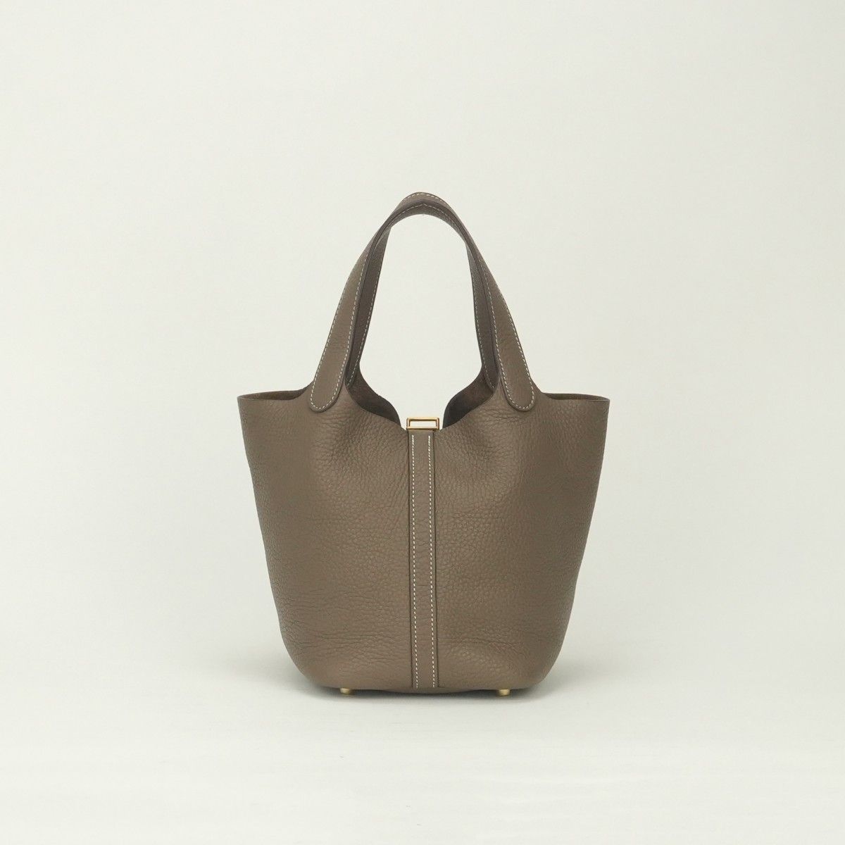 Hermes Picotin Lock PM 18 Tote Taurillon Clemence Etoupe Gray — view 3
