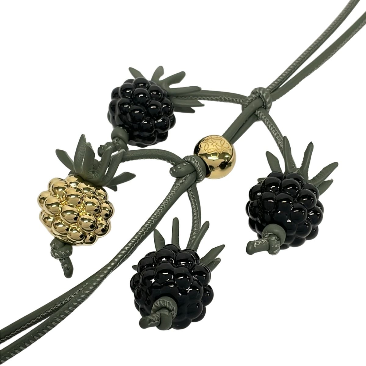 Loewe Key Holder Berry Charm Khaki Green Black Gold — view 3