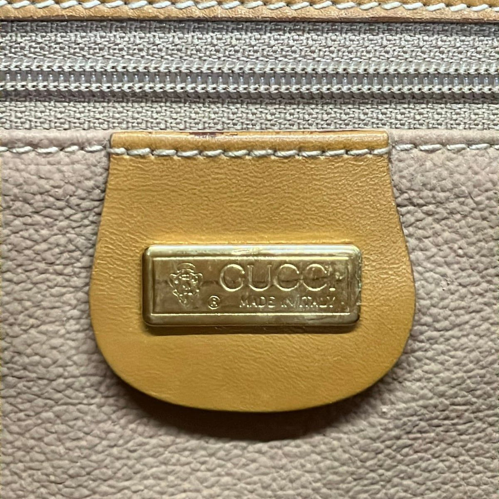 Gucci Shoulder Bag Vintage Gray Light Brown Leather — view 8