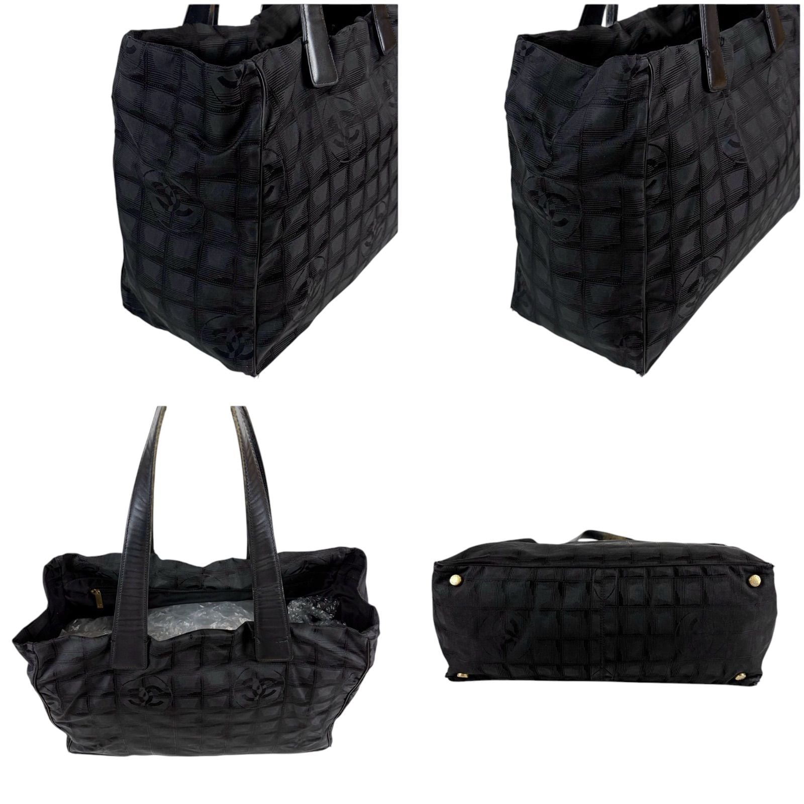 Chanel New Travel Line Tote MM Black Nylon Canvas — view 4