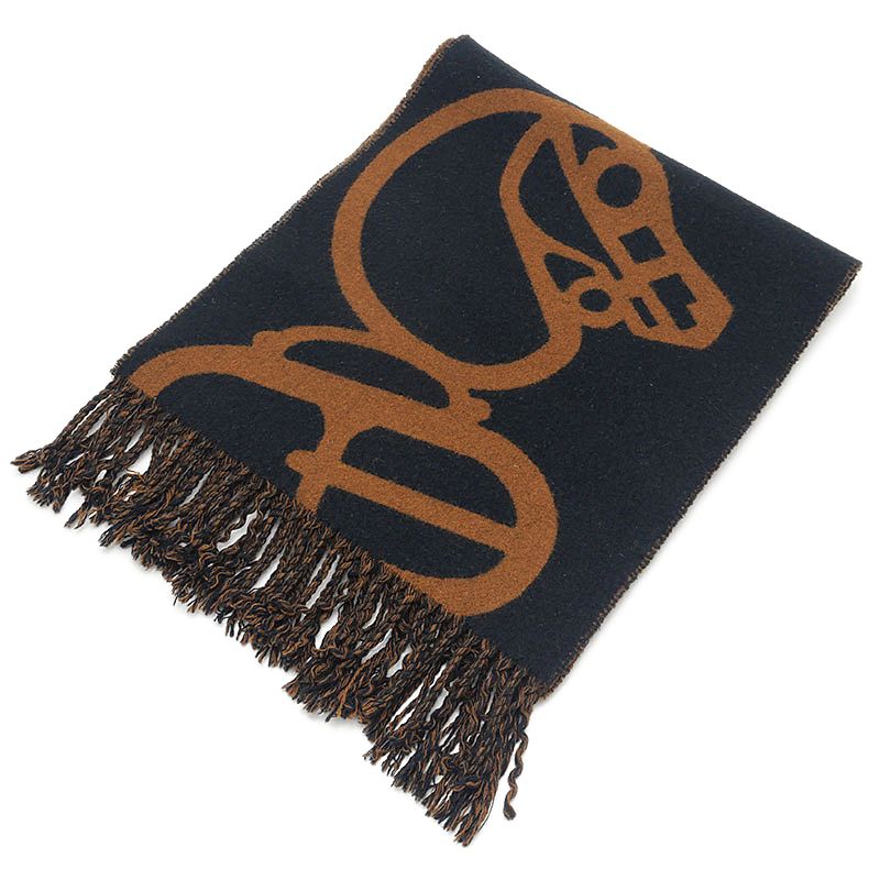 Hermes Book le Camaille Scarf Cashmere Black Brown
