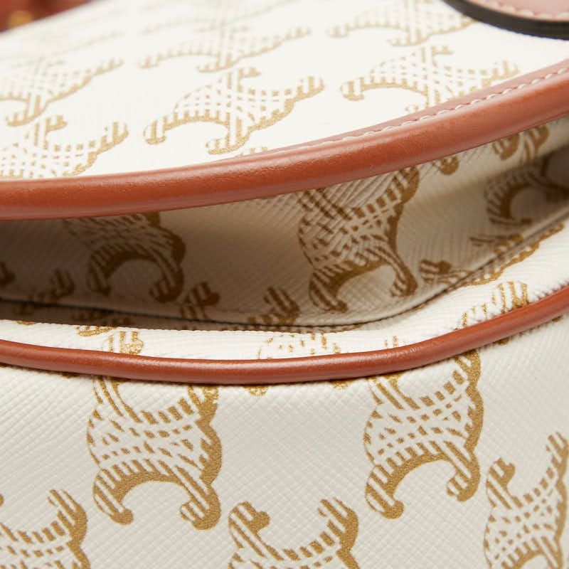 Celine Triomphe Crossbody Shoulder Bag Ivory Brown Leather