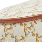 Celine Triomphe Crossbody Shoulder Bag Ivory Brown Leather