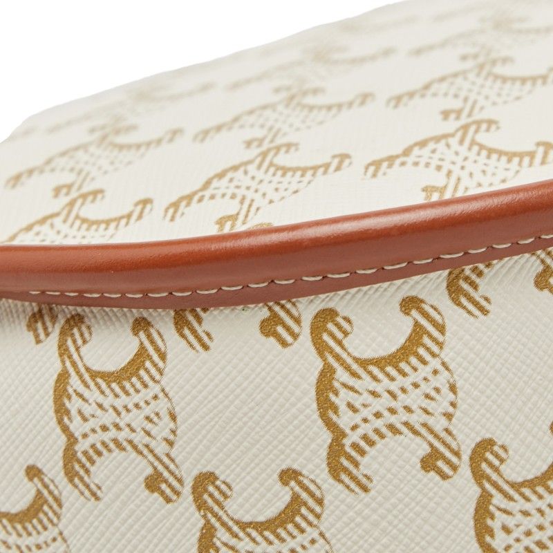 Celine Triomphe Crossbody Shoulder Bag Ivory Brown Leather