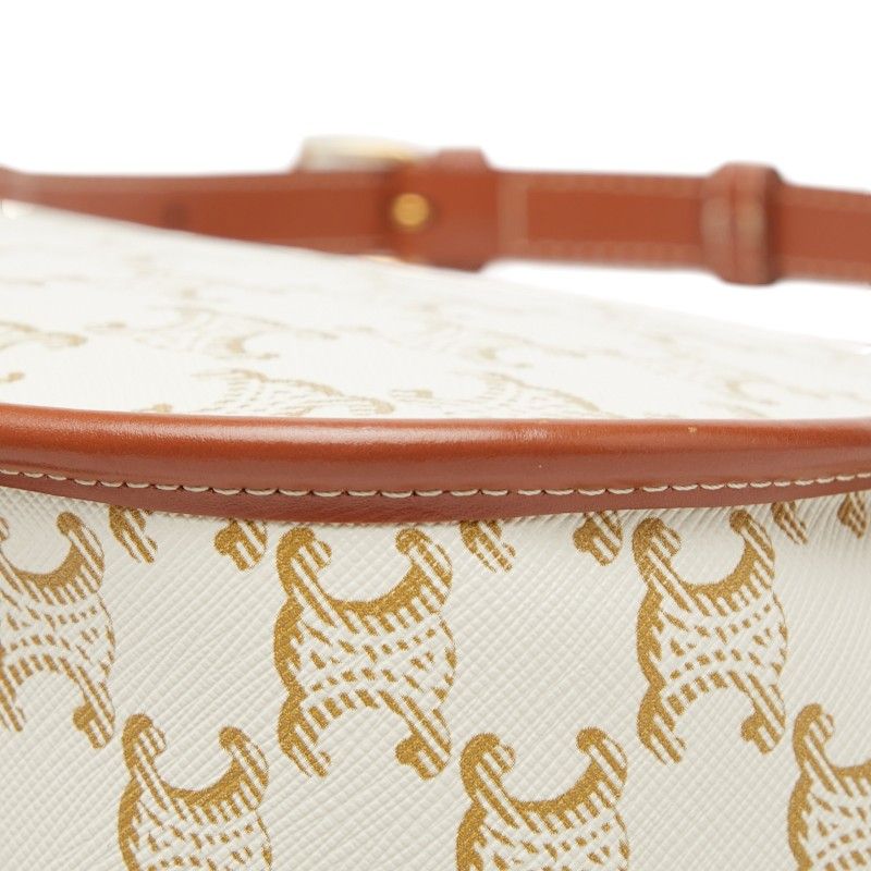 Celine Triomphe Crossbody Shoulder Bag Ivory Brown Leather