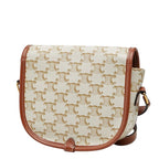 Celine Triomphe Crossbody Shoulder Bag Ivory Brown Leather