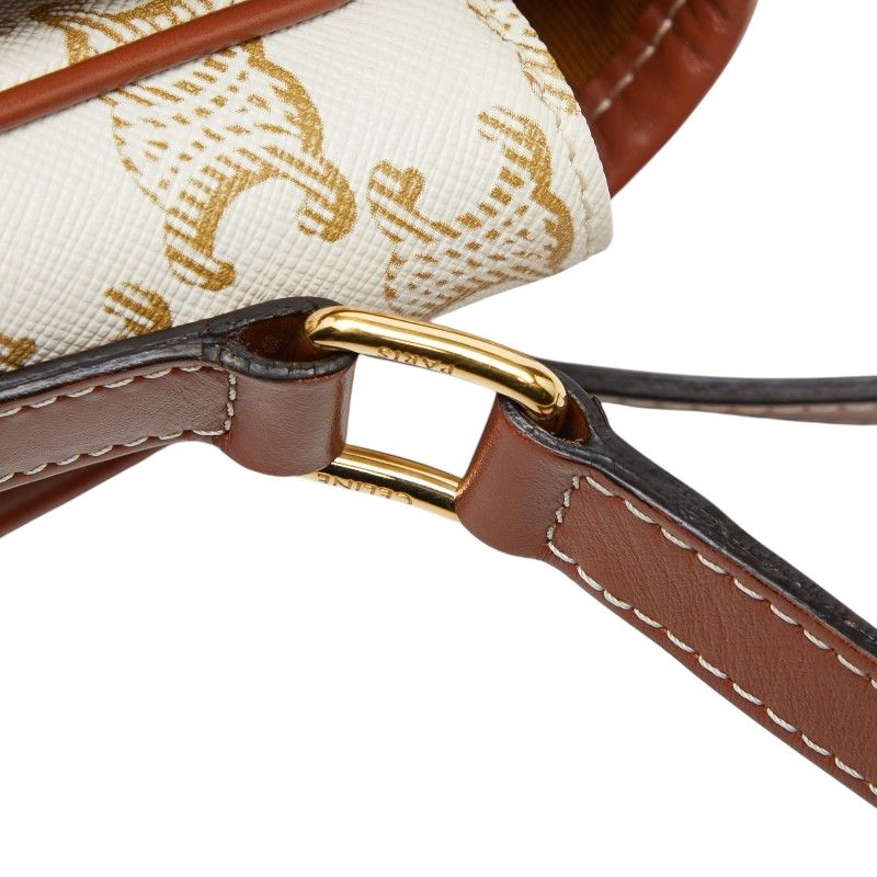 Celine Triomphe Crossbody Shoulder Bag Ivory Brown Leather