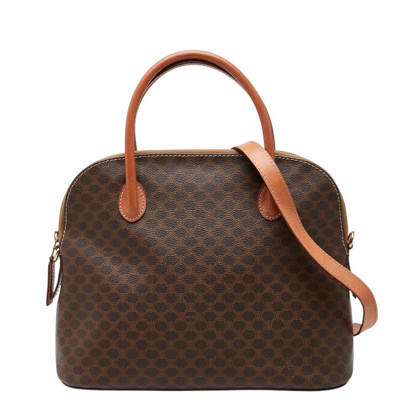 Celine Macadam 2-Way Shoulder Bag Brown Leather