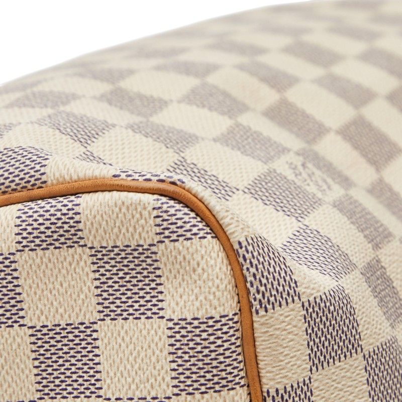 Louis Vuitton Damier Azur Speedy 30 Mini Boston Bag White Leather