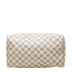 Louis Vuitton Damier Azur Speedy 30 Mini Boston Bag White Leather