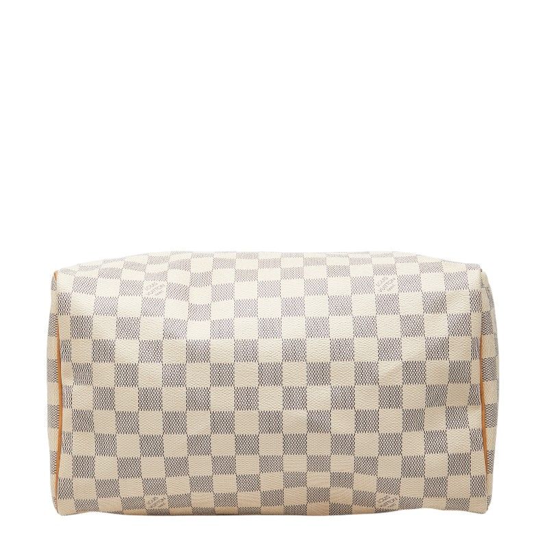 Louis Vuitton Damier Azur Speedy 30 Mini Boston Bag White Leather