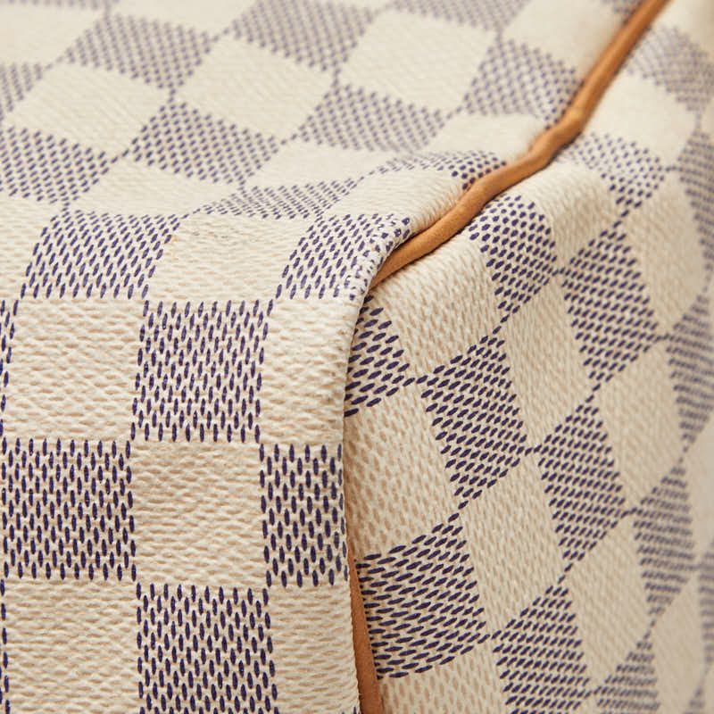 Louis Vuitton Damier Azur Speedy 30 Mini Boston Bag White Leather