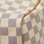 Louis Vuitton Damier Azur Speedy 30 Mini Boston Bag White Leather