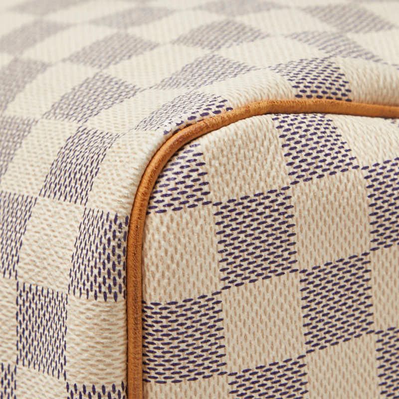 Louis Vuitton Damier Azur Speedy 30 Mini Boston Bag White Leather