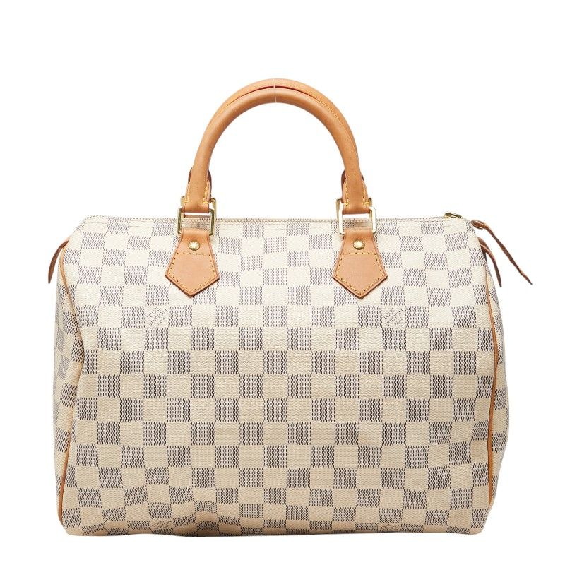 Louis Vuitton Damier Azur Speedy 30 Mini Boston Bag White Leather