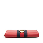 Gucci Sylvie Sherry Line Wallet Zip Around Red Navy Leather