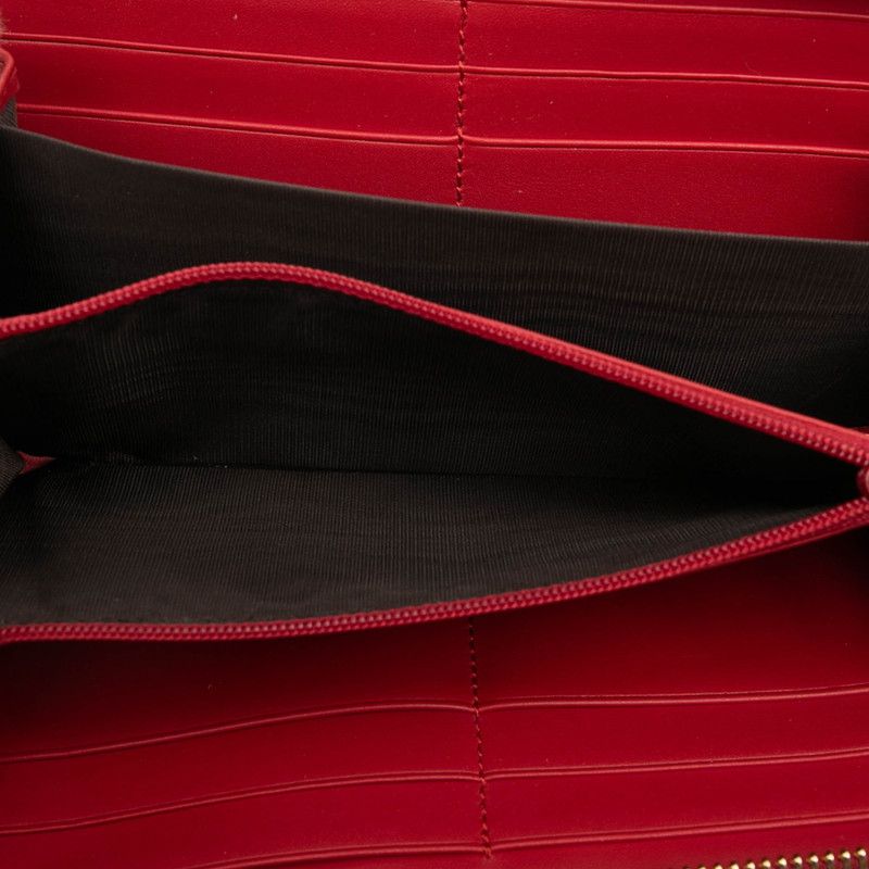 Gucci Sylvie Sherry Line Wallet Zip Around Red Navy Leather