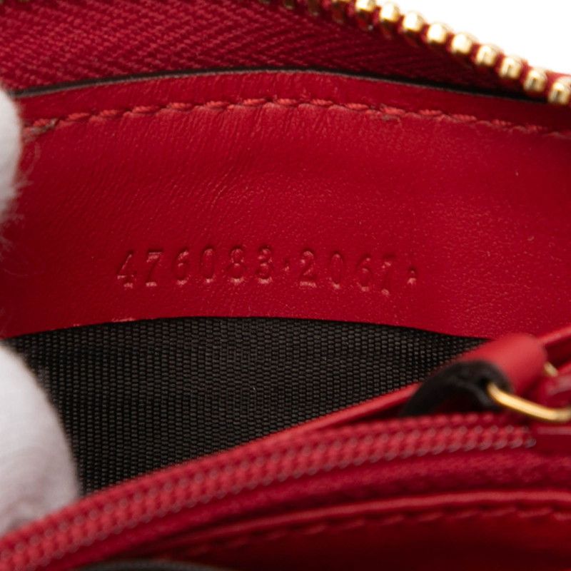 Gucci Sylvie Sherry Line Wallet Zip Around Red Navy Leather