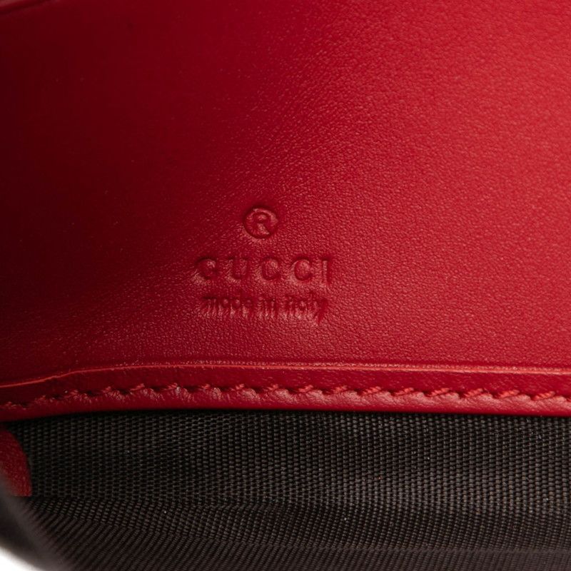 Gucci Sylvie Sherry Line Wallet Zip Around Red Navy Leather