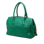 Prada Tote Shoulder Bag Green Leather